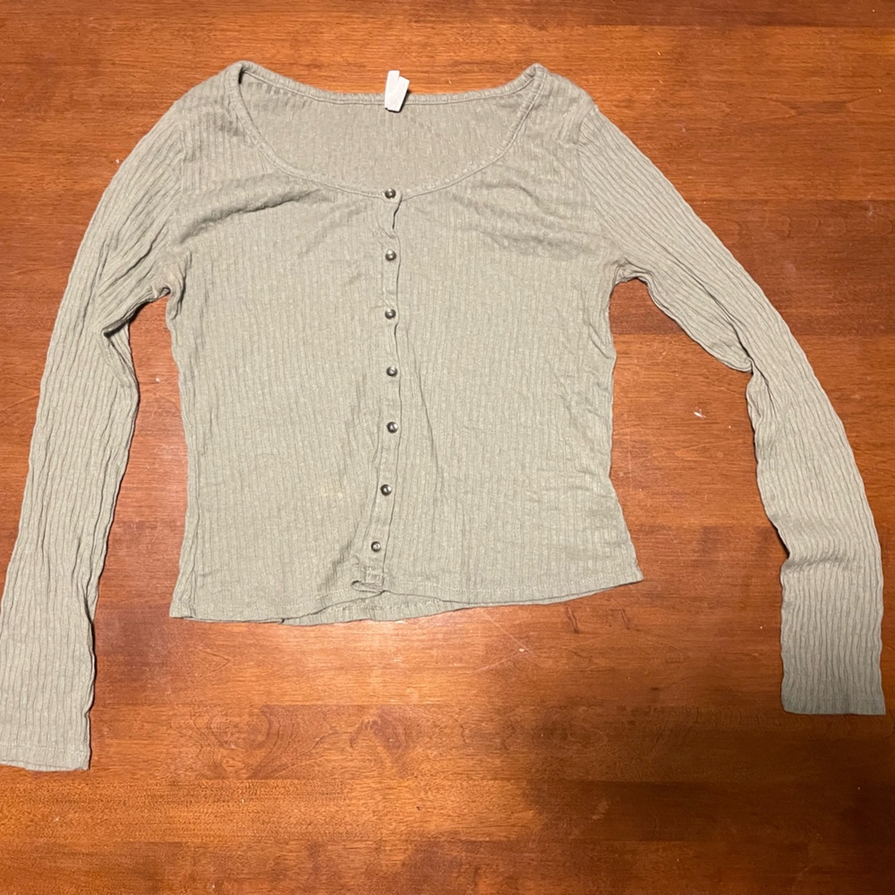 Forest green, long sleeve crop top